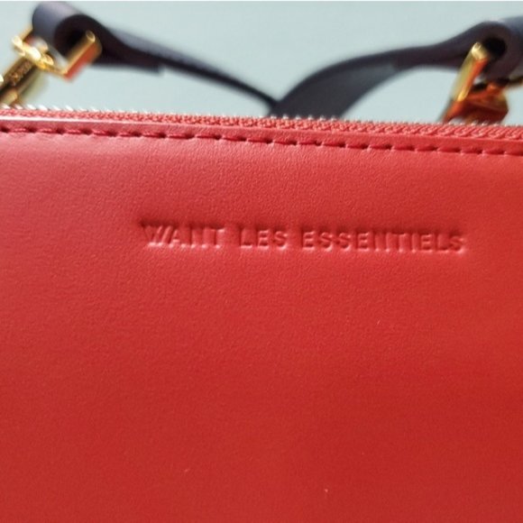 NEW WANT LES ESSENTIELS Petra Zip Red Orange Navy Crossbody Belt Bag Wallet - Picture 9 of 13